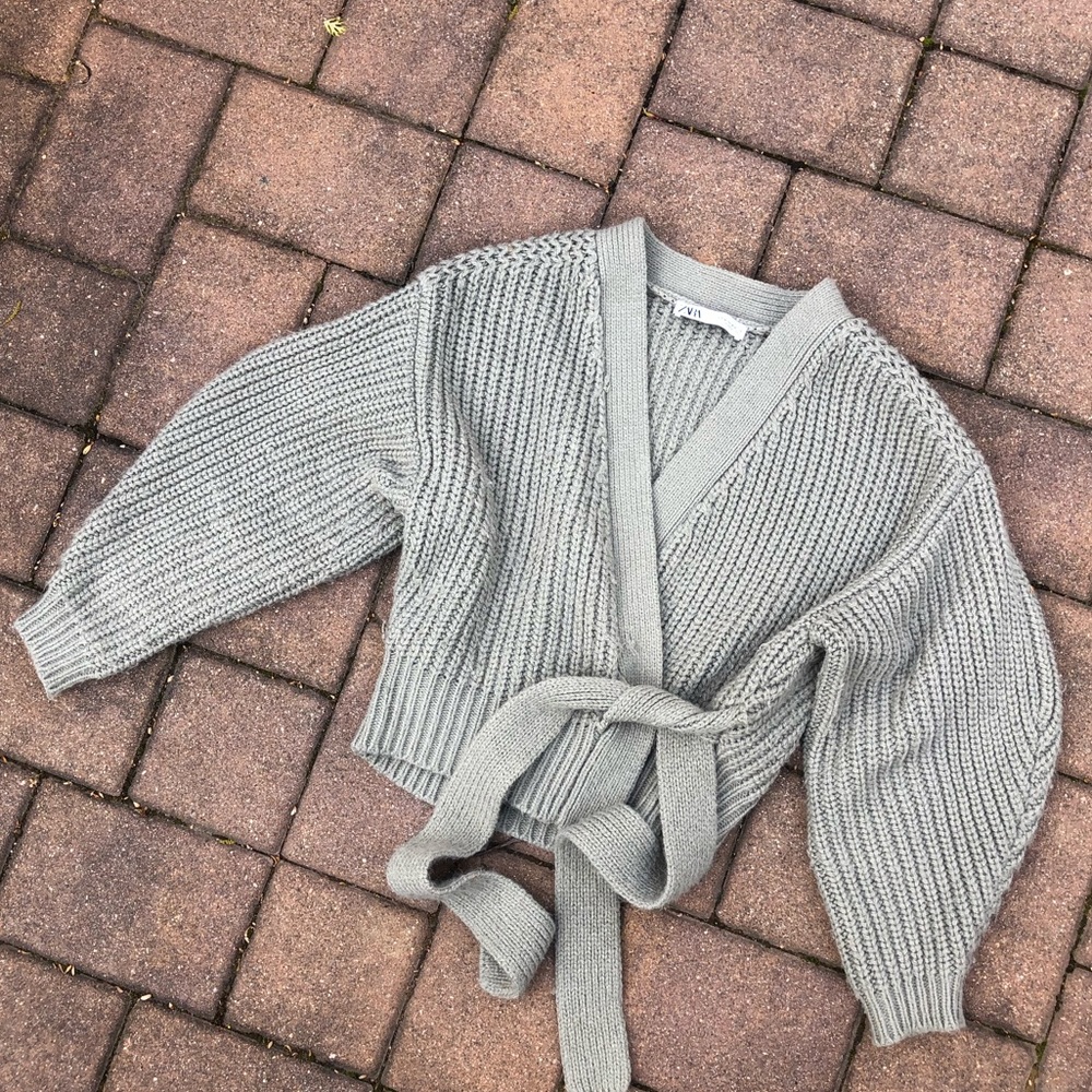 ZARA khaki open sweater